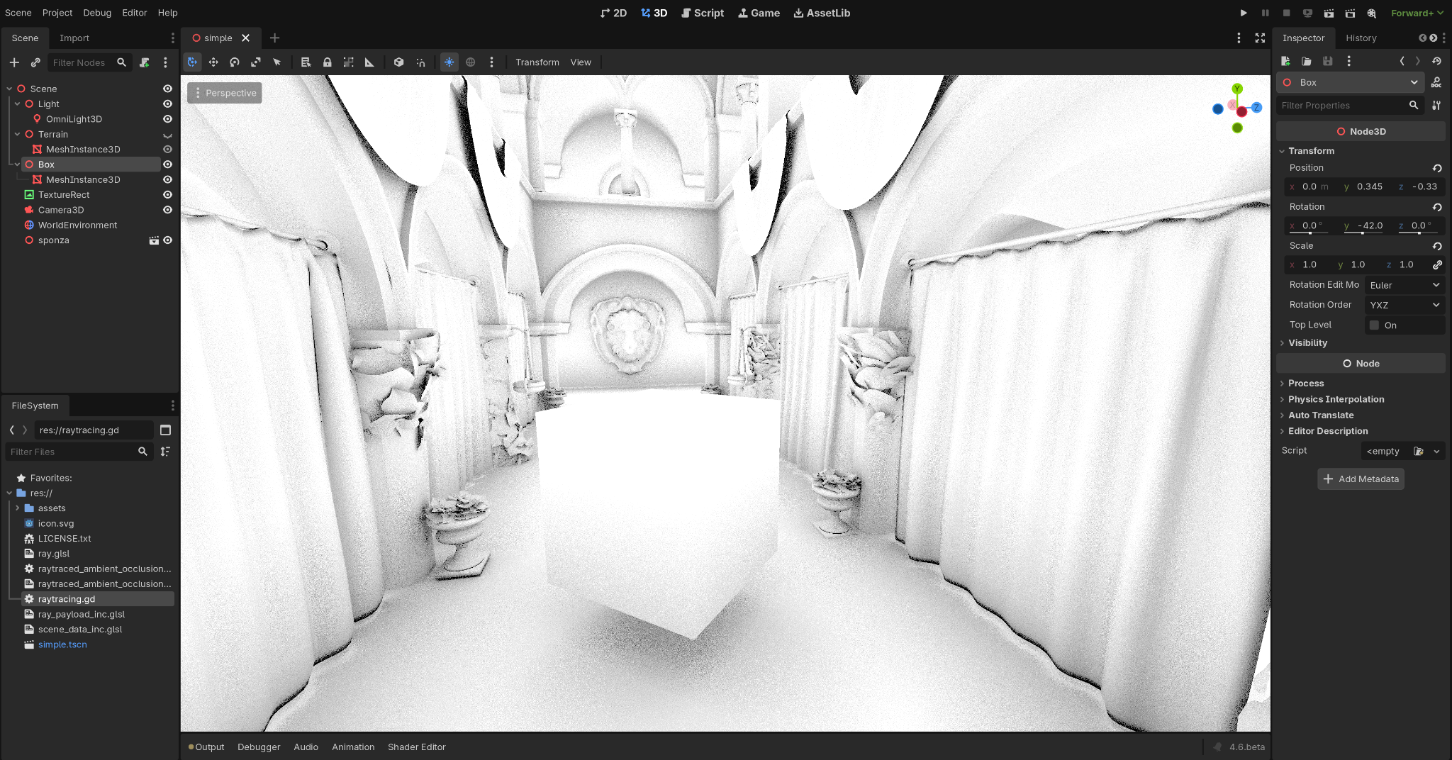 Ray traced ambient occlusion in Sponza